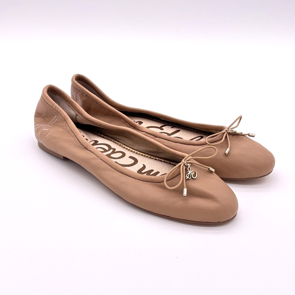 Sam Edelman Felicia Leather Ballet Flat Tan Nude Women Size 8.5 EU 39.5